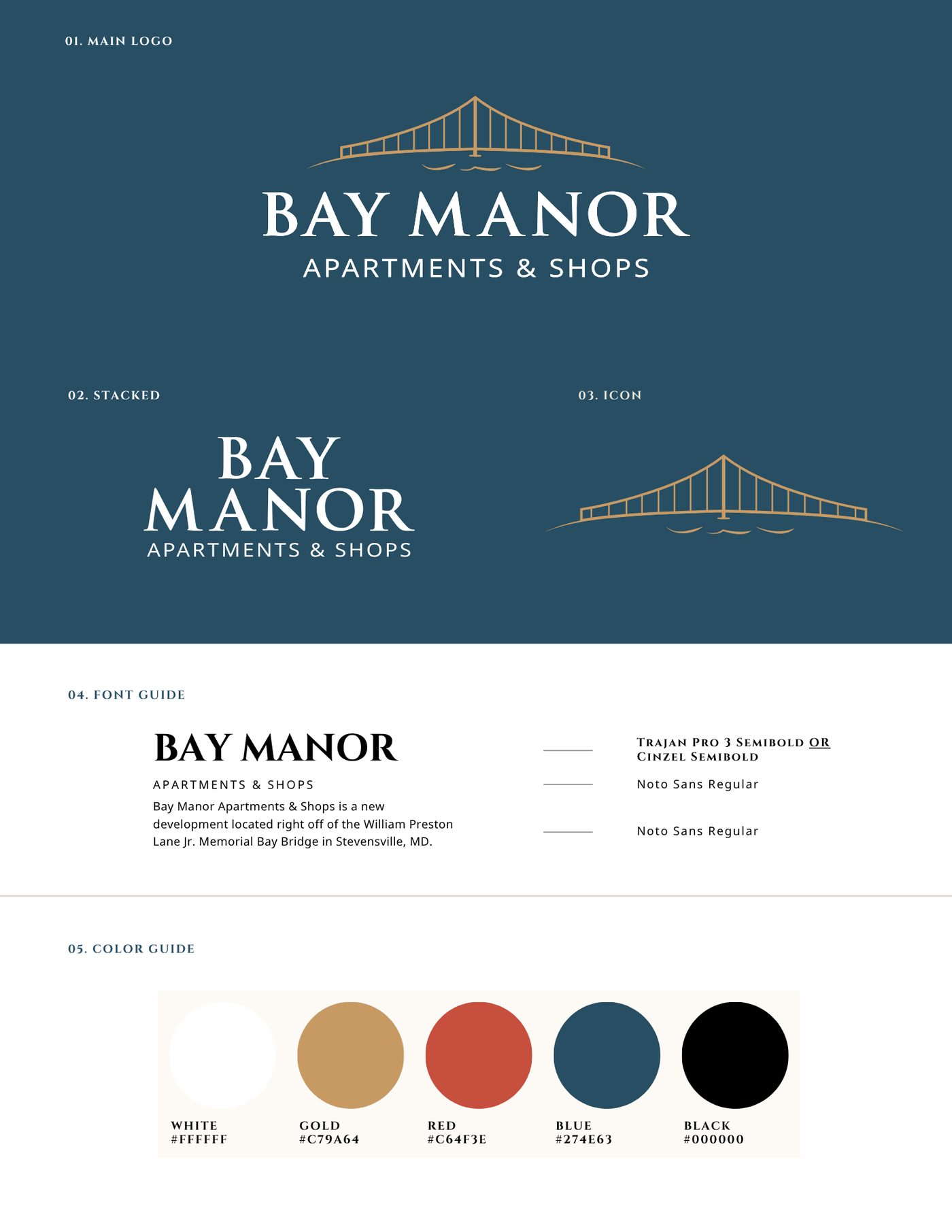 Bay Manor Apartments and Shops brand kit by Emily Payabyab